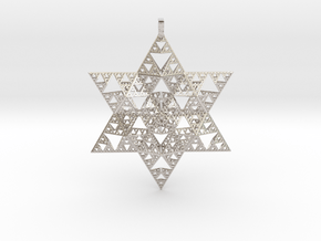 Sierpenski Star of David Ornament in Rhodium Plated Brass