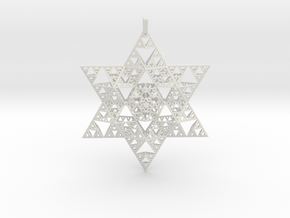 Sierpenski Star of David Ornament in White Natural Versatile Plastic