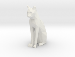 Sitting cat low poly in White Natural Versatile Plastic