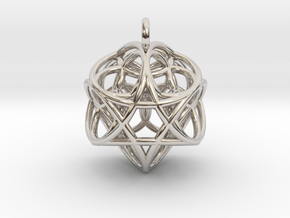 Flower of Life Fire Pendant in Rhodium Plated Brass