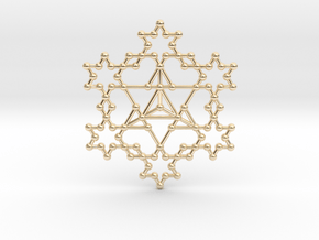 Merkaba Koch Fractal in 14k Gold Plated Brass