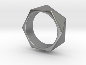 Faceted6 Sided Ring in Natural Silver: 4 / 46.5