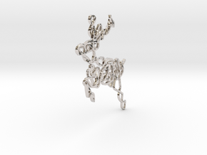 Celtic Knotted Reindeer Pendant/Ornament in Rhodium Plated Brass