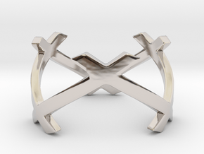 CrssWave Thin Ring in Rhodium Plated Brass: 4 / 46.5