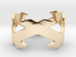 CrssWave Thick Ring in 14k Gold Plated Brass: 4 / 46.5
