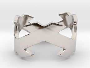 CrssWave Thick Ring in Rhodium Plated Brass: 4 / 46.5