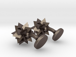 Tetrahedra Cufflinks in Polished Bronzed Silver Steel