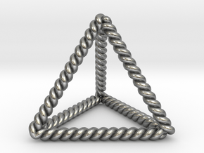 Twisted Tetrahedron LH 1.4"  in Natural Silver