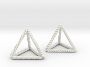 Twisted Tetrahedron Pair  in White Natural Versatile Plastic
