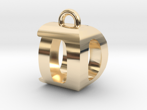 3D-Initial-DO in 14k Gold Plated Brass
