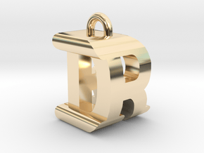 3D-Initial-DR in 14k Gold Plated Brass