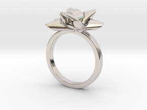 Gift Bow Ring in Rhodium Plated Brass: 6 / 51.5