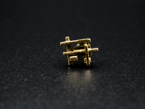 Squares and Bars Earring in Natural Bronze