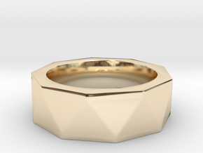 Faceted9 Sided Ring in 14k Gold Plated Brass: 4 / 46.5