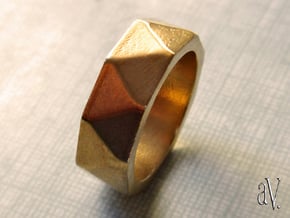 Faceted9 Sided Ring in Natural Brass: 8 / 56.75