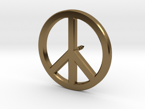 Peace Symbol Lapel Pin in Polished Bronze