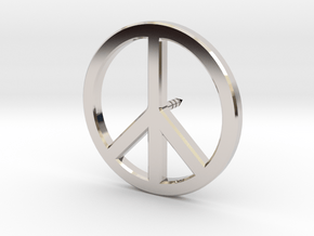 Peace Symbol Lapel Pin in Rhodium Plated Brass