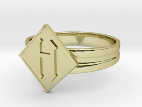 The seal of Hoboken Ring  in 18k Gold Plated Brass: 10 / 61.5