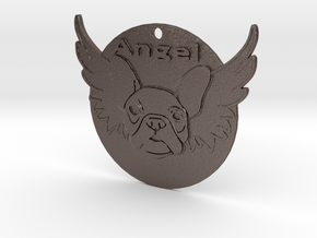 Bulldog angel in Polished Bronzed Silver Steel