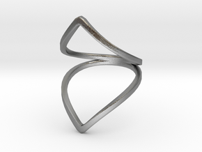 Line Flower Bend Ring in Natural Silver: 4 / 46.5