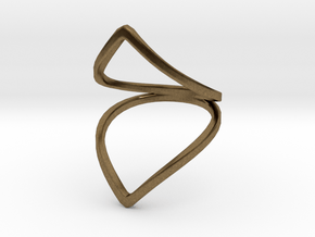 Line Flower Bend Ring in Natural Bronze: 4 / 46.5