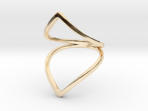 Line Flower Bend Ring in 14k Gold Plated Brass: 4 / 46.5