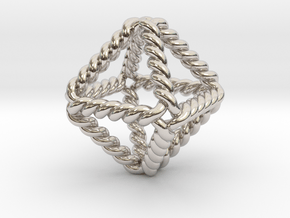 Twisted Octahedron LH 1"  in Rhodium Plated Brass