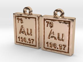 Gold Periodic Table Earrings in 14k Rose Gold Plated Brass