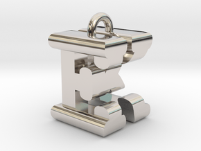 3D-Initial-EK in Rhodium Plated Brass