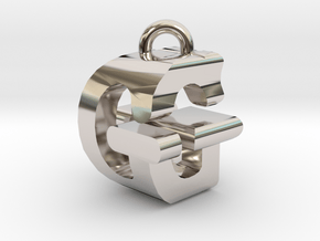 3D-Initial-GG in Rhodium Plated Brass