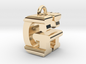 3D-Initial-GH in 14K Yellow Gold