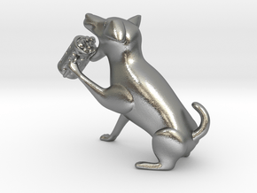 Drinking dog in Natural Silver