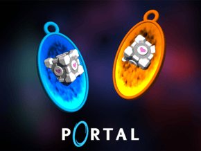 Portal ® Companion Cube through mini Portals in Full Color Sandstone