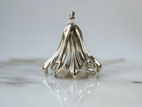Petal Droplet Pendant in Polished Silver