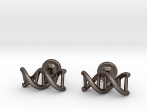 DNA helix cufflinks in Polished Bronzed Silver Steel
