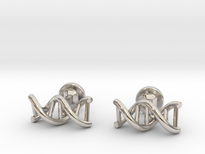 DNA helix cufflinks in Rhodium Plated Brass