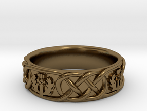 Scottish Thistle Ring in Polished Bronze: 4.5 / 47.75