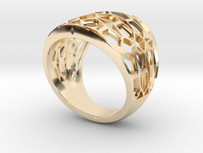 Domed Geometric Lattice Pattern Ring in 14K Yellow Gold: 5 / 49