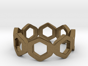 Bee Square Single Ring in Natural Bronze: 4 / 46.5