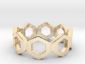 Bee Square Single Ring in 14k Gold Plated Brass: 4 / 46.5