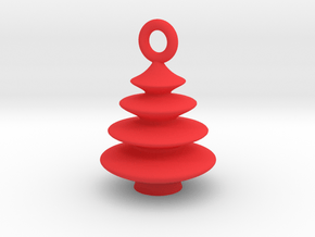 Xmas Tree Pendant 2cm tall in Red Processed Versatile Plastic