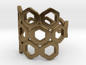 Bee Square 3S Ring in Natural Bronze: 4 / 46.5