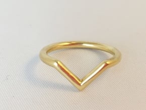 V Ring in Polished Brass: 6 / 51.5
