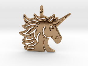 Masculine Unisex Unicorn pendant in Polished Brass