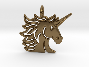 Masculine Unisex Unicorn pendant in Polished Bronze