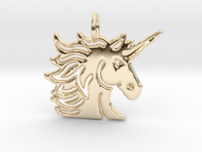 Masculine Unisex Unicorn pendant in 14K Yellow Gold