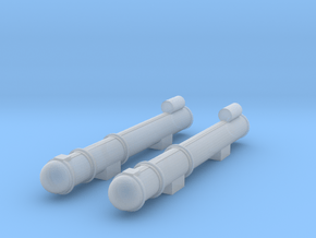 1/285 Scale WW2 Single Torpedo Tubes (2) in Tan Fine Detail Plastic