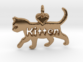 Kitten pendant, cat pendant, pet play pendant in Polished Brass