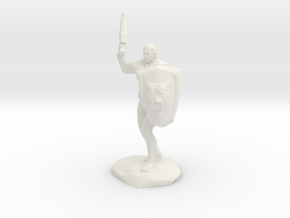 Barbarian with Sword and Bear Shield in White Natural Versatile Plastic