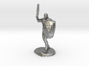 Barbarian with Sword and Bear Shield in Natural Silver